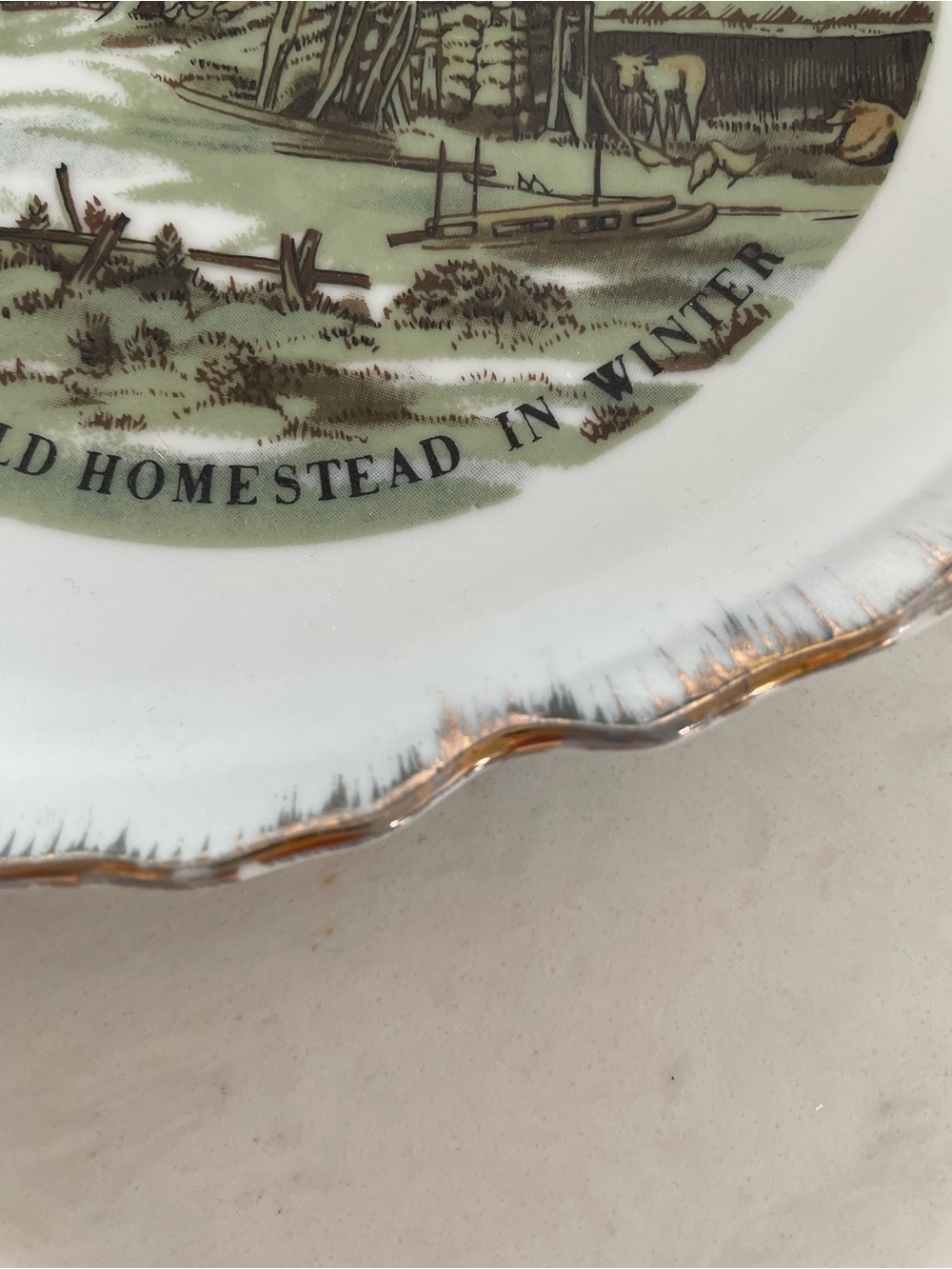 The Old Homestead in Winter Decorative Porcelain Plate - Currier & Ives - Picture 3 of 4